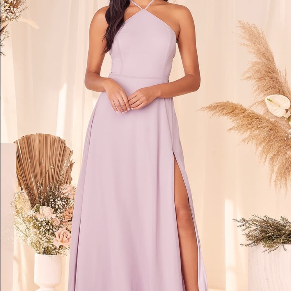 Lulu’s: Magic in the Air Lilac Lace-Up Maxi Dress